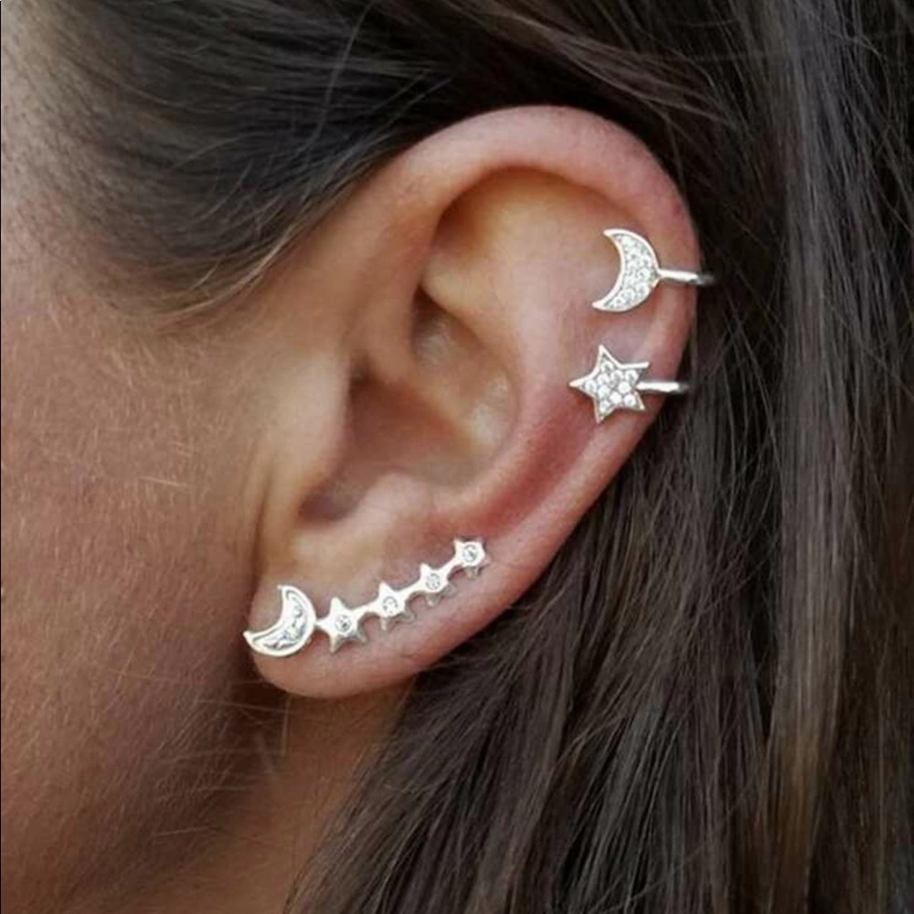 3/$30 Moon & Star Ear Climber & Ear Cuffs